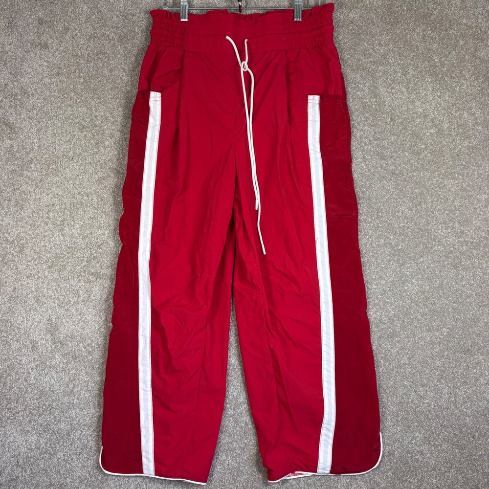 Free People FP Movement Way Home Track Pants Red White Stripe Large